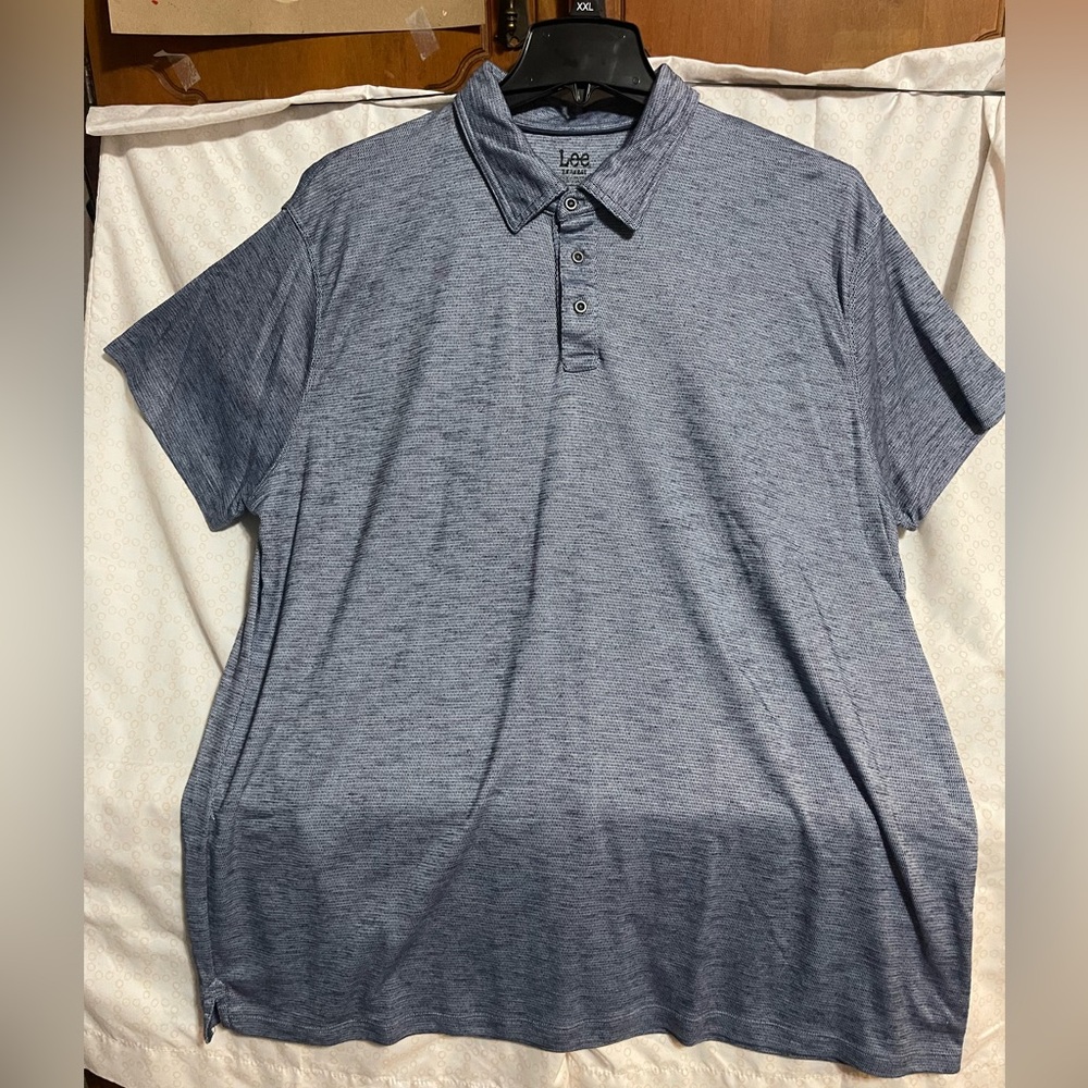 Lee Men's Heathered gray  Polo Shirt-size 2XL